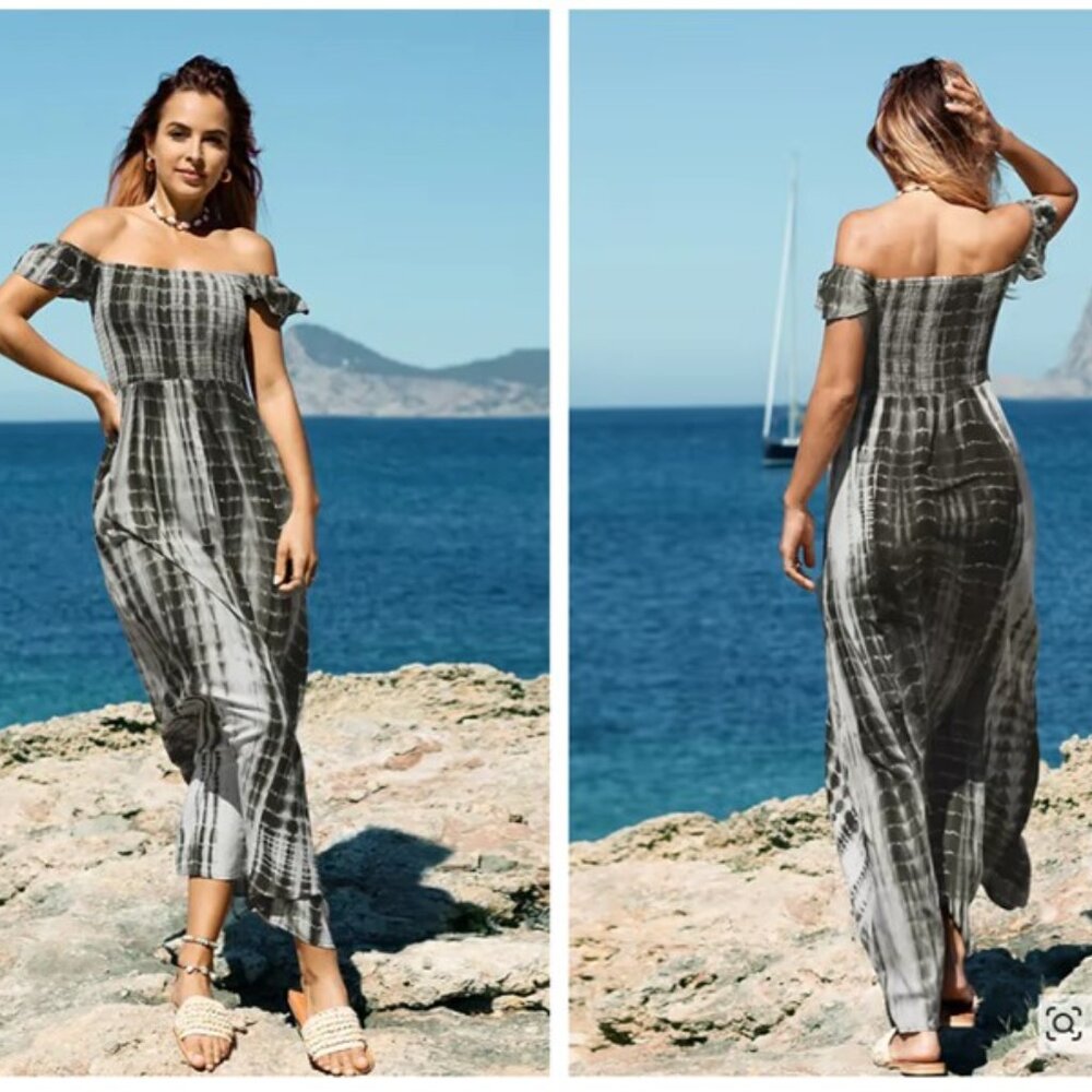 Tie Dye Off-Shoulder Maxi Dress
